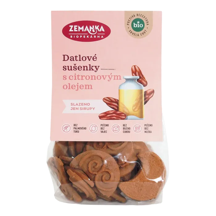 Biopekárna Zemanka Datlové bio sušenky s citronovým olejem 100g BIO